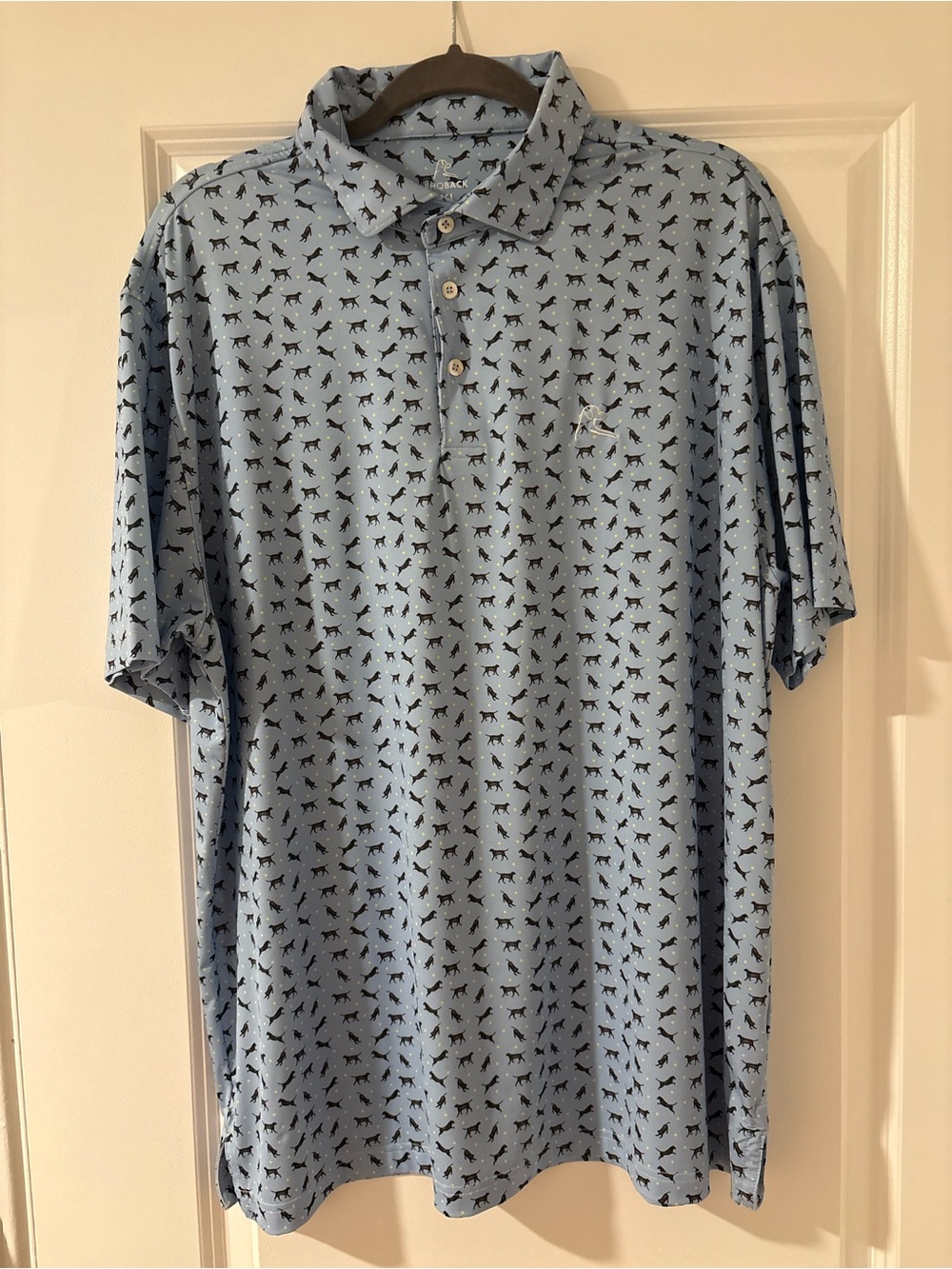 Rhoback Light Blue Polo with Dog Silhouette Print